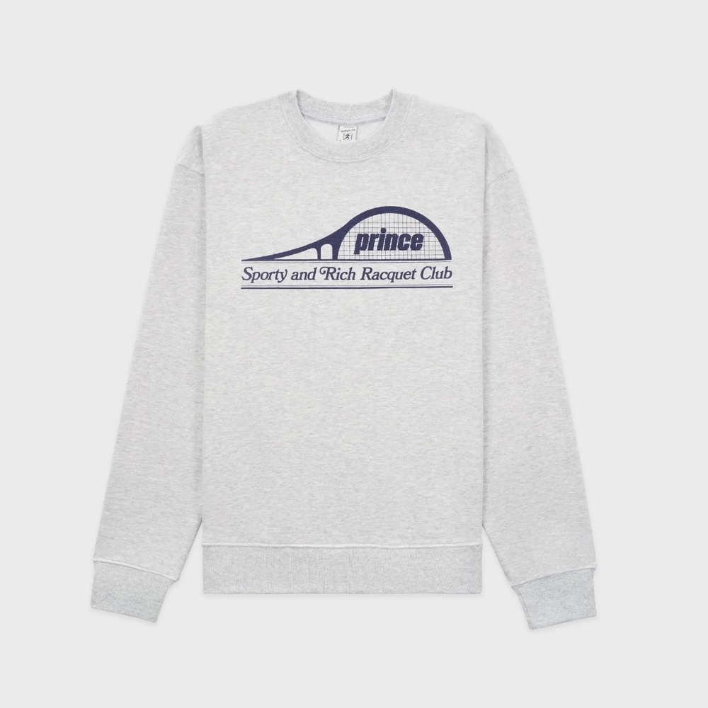 Sporty & Rich x Prince Racket Crewneck in Heather Gray